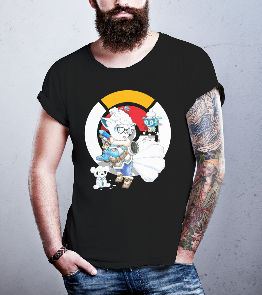 Pokemon X Overwatch Alolan Vulpix With Mei Winter T-Shirt