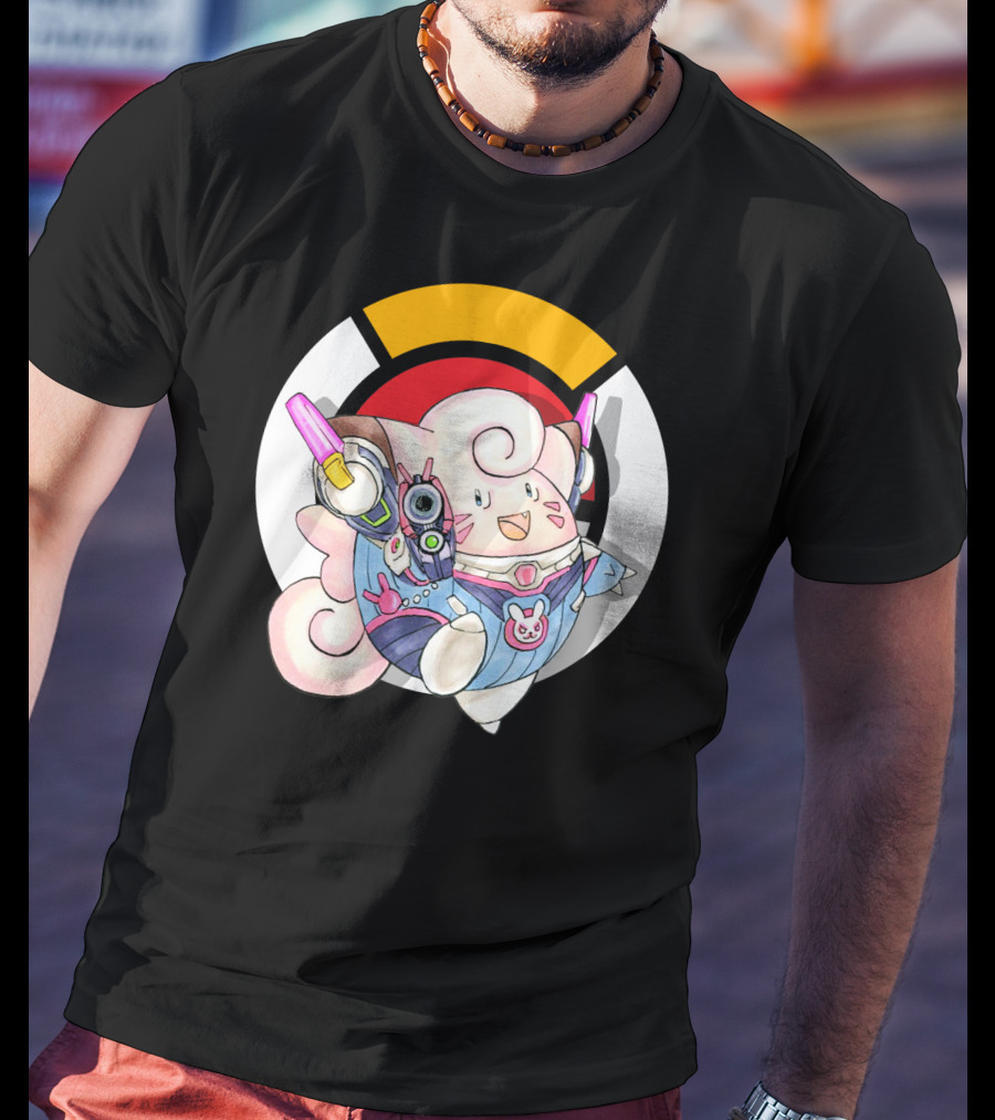 Pokemon Clefairy Overwatch D.va Crossover T-Shirt