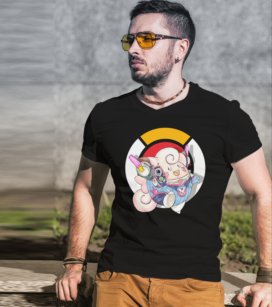 Pokemon Clefairy Overwatch D.va Crossover T-Shirt