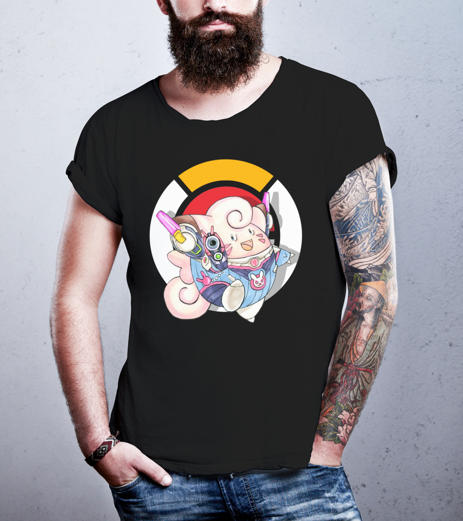 Pokemon Clefairy Overwatch D.va Crossover T-Shirt