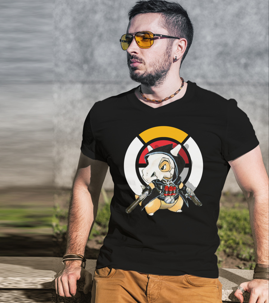Pokemon X Over Cubone X Reaper Hood Dual Guns T-Shirt