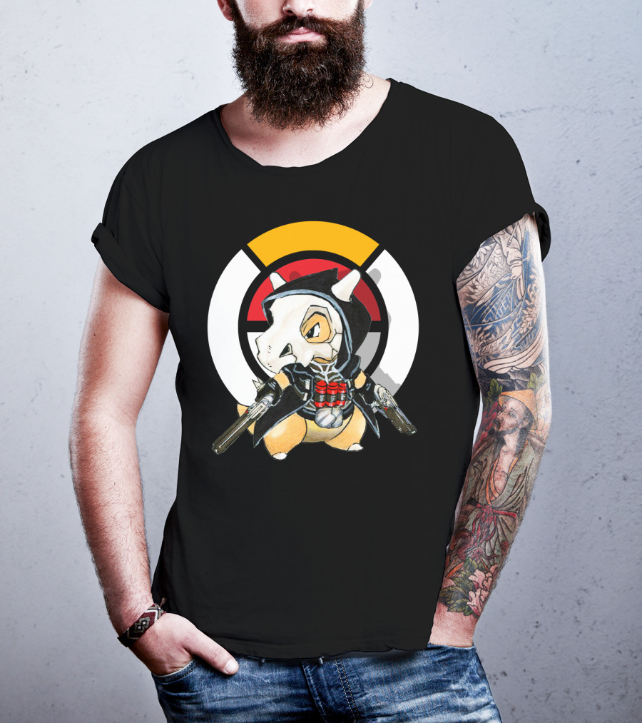 Pokemon X Over Cubone X Reaper Hood Dual Guns T-Shirt