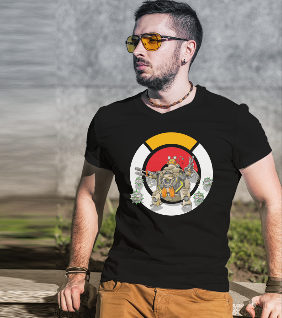 Pokemon X Over Dedenne X Hammond Logo Circle With Ferrothorn T-Shirt