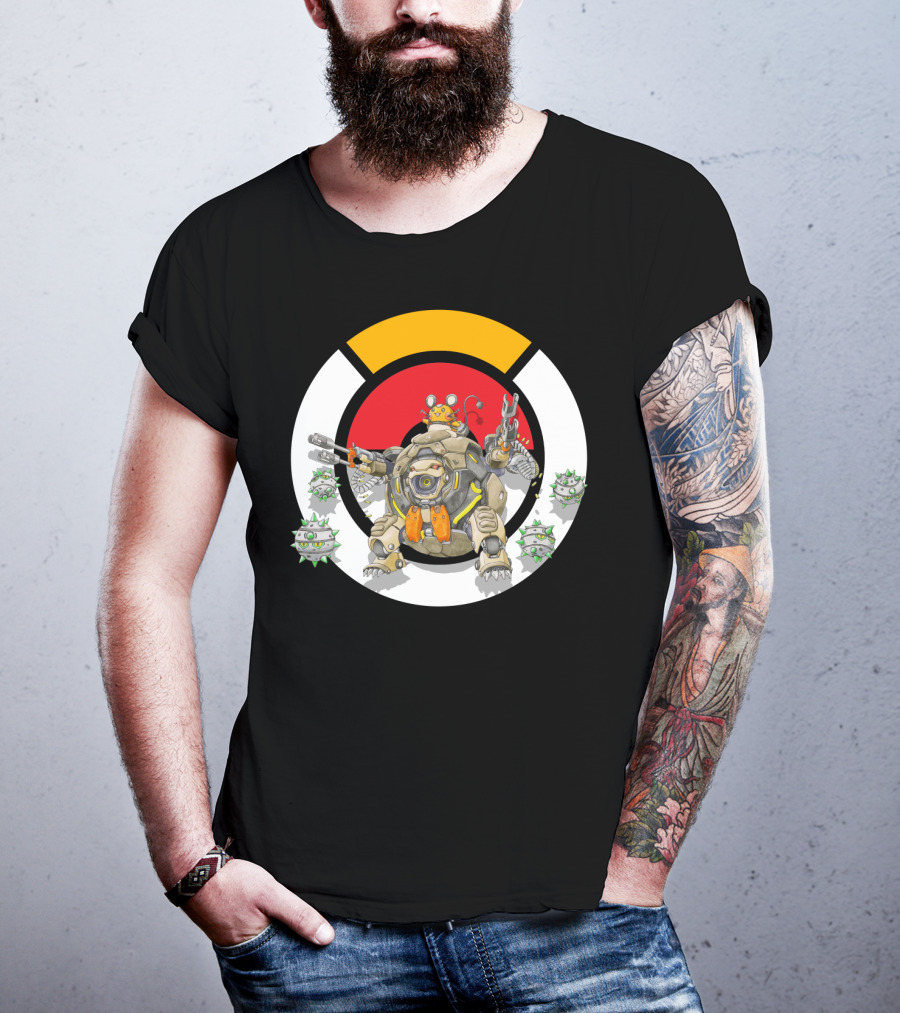 Pokemon X Over Dedenne X Hammond Logo Circle With Ferrothorn T-Shirt