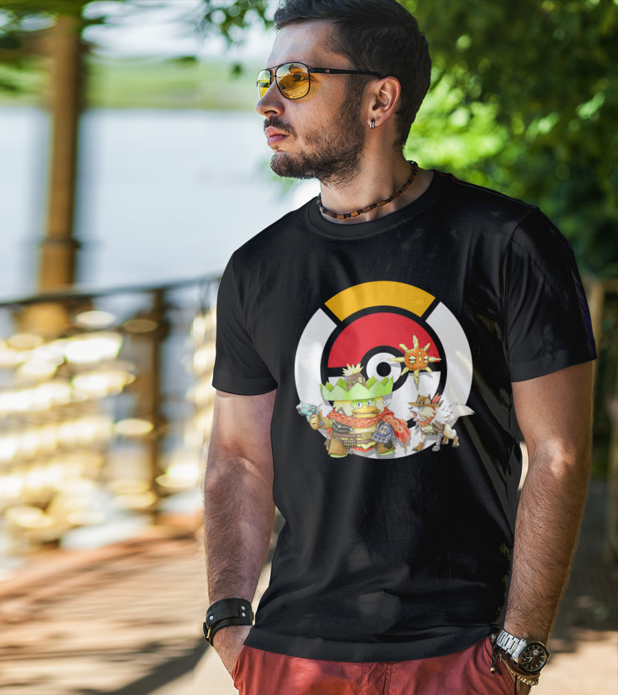 Pokemon X Overwatch Ludicolo Lycanroc Mccree Solrock Crossover T-Shirt