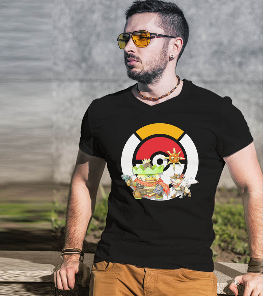 Pokemon X Overwatch Ludicolo Lycanroc Mccree Solrock Crossover T-Shirt