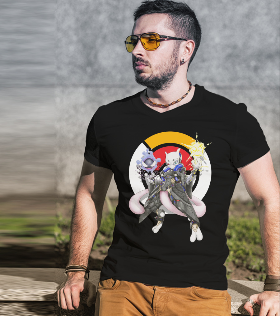 Pokemon Mewtwo X Moira Crossover With Overwatch Symbols And Gastly IN T-Shirt