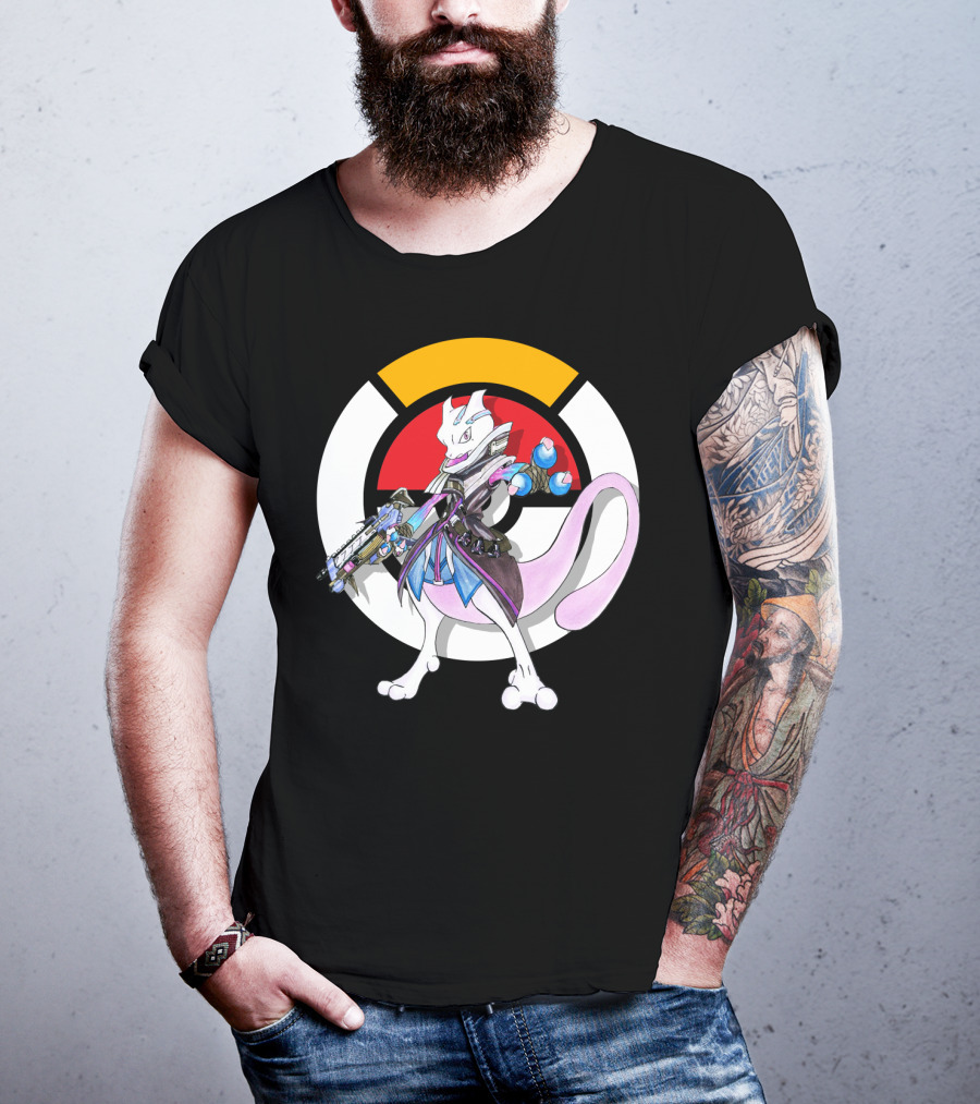 Pokemon X Overwatch Mewtwo X Sombra Icon Mashup T-Shirt