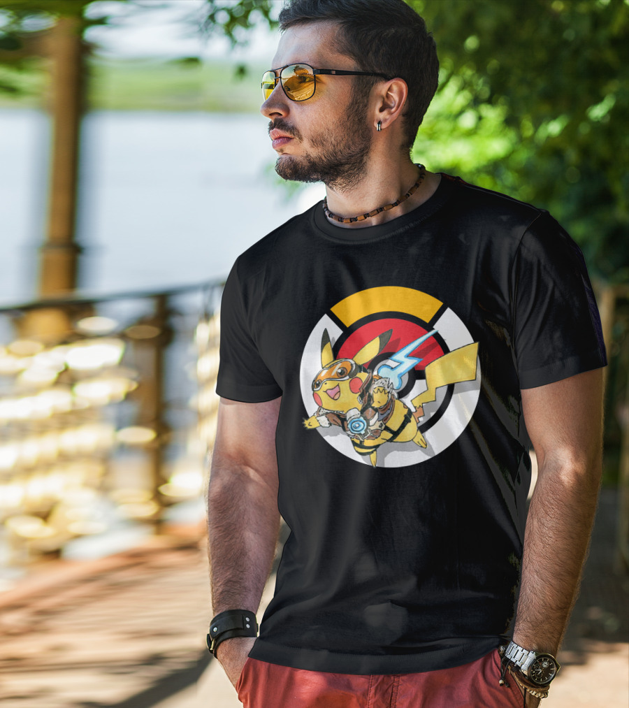 Pokemon X Overwatch Crossover Pikachu X Tracer T-Shirt