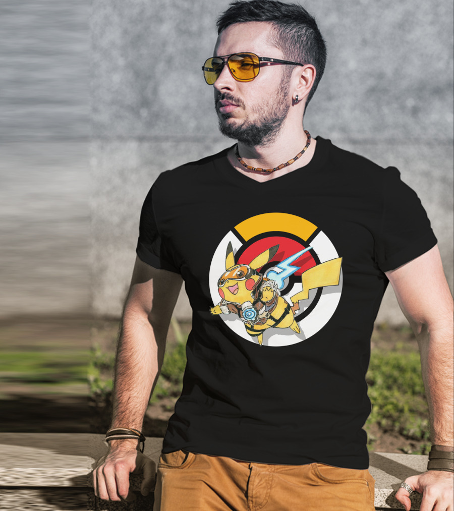 Pokemon X Overwatch Crossover Pikachu X Tracer T-Shirt
