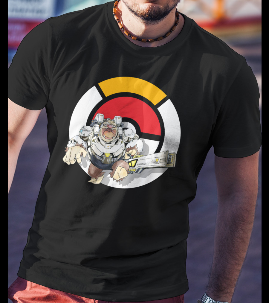 POKEMON X OVERWATCH SLAKING WINSTON Crossover T-Shirt