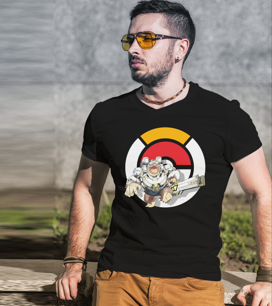 POKEMON X OVERWATCH SLAKING WINSTON Crossover T-Shirt