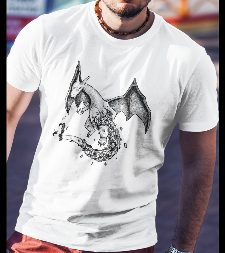 Geometric Charizard Pokemon Crystal Fragmented T-Shirt