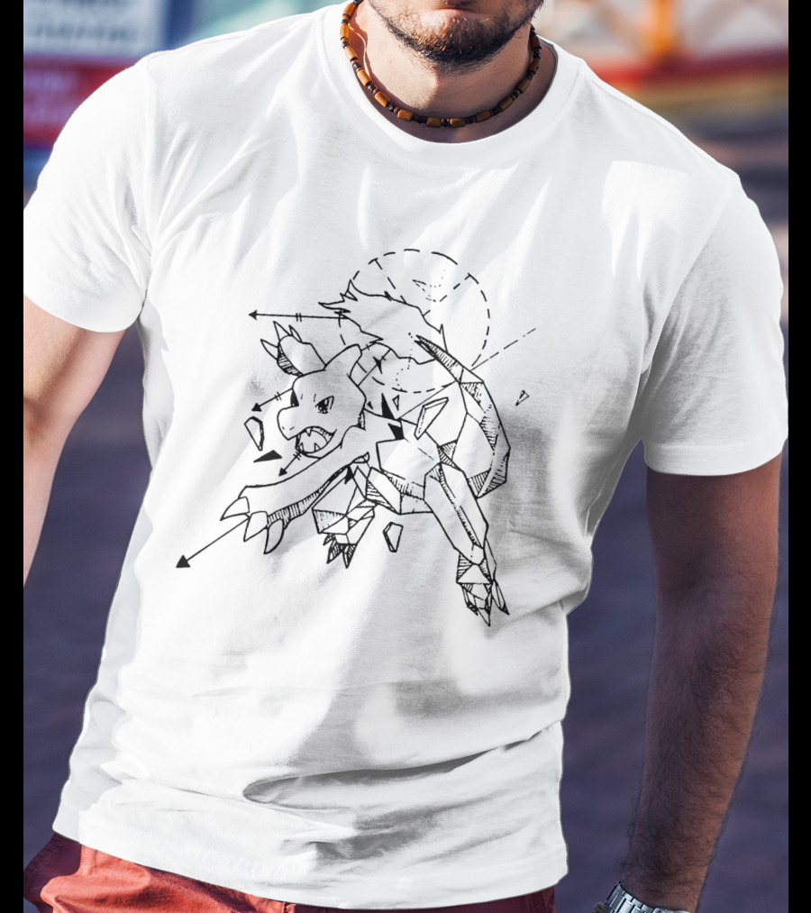 Geometric Charmeleon Pokemon Sketch T-Shirt