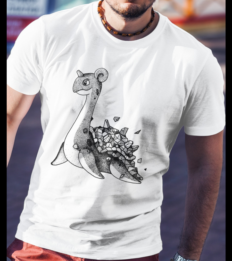 Geometric Style Lapras Pokemon Sketch T-Shirt