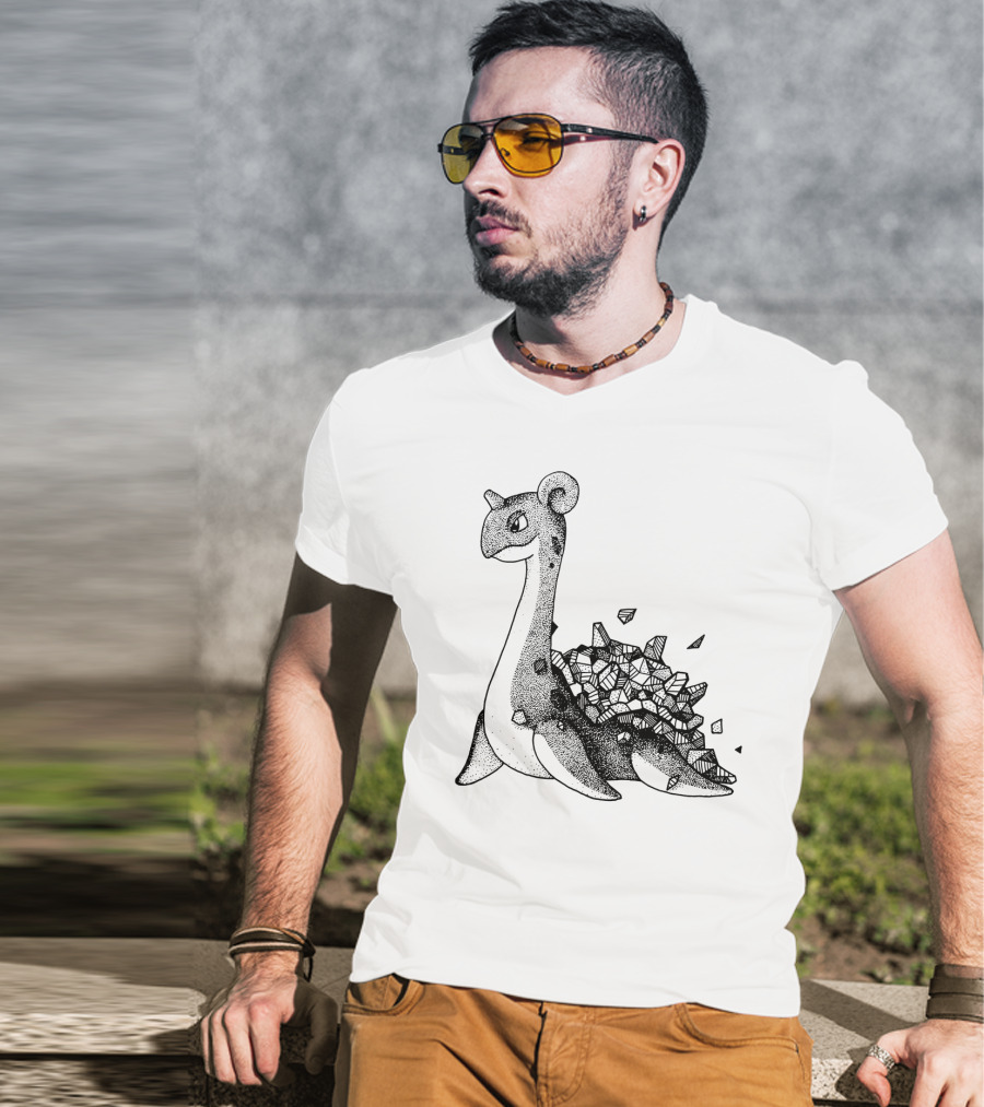 Geometric Style Lapras Pokemon Sketch T-Shirt