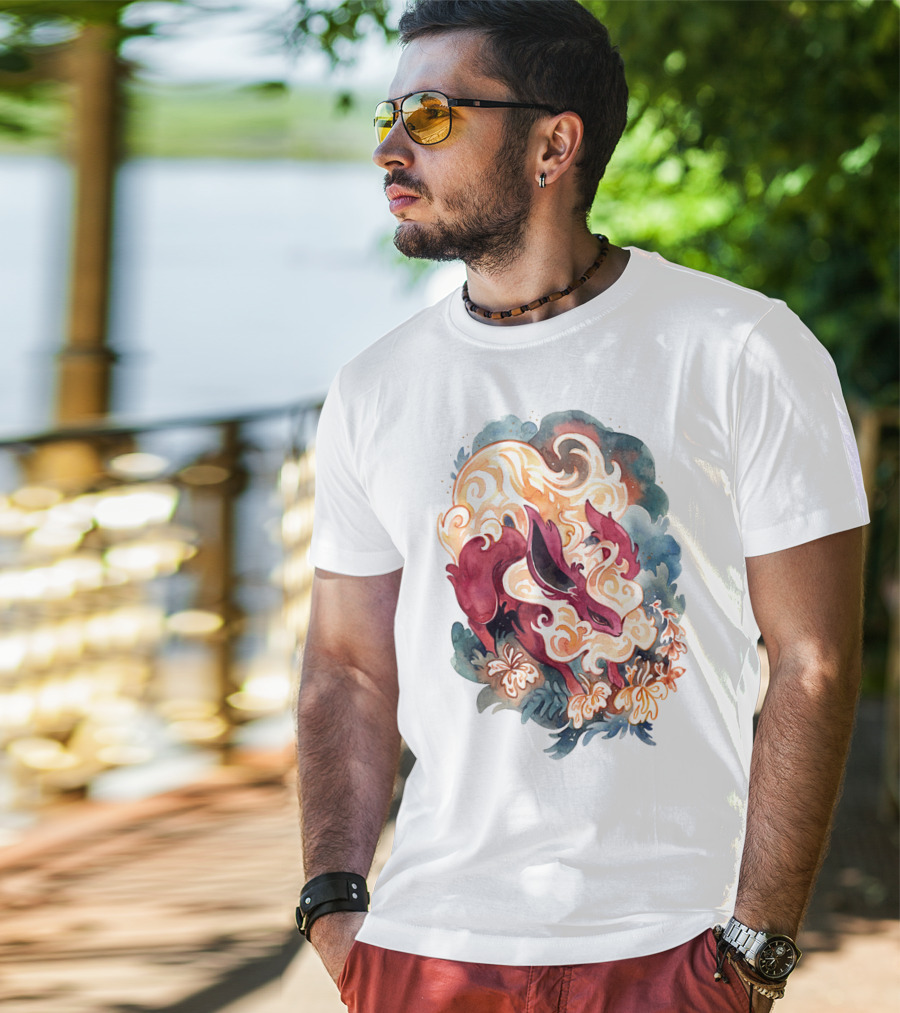 Watercolor Pokemon Flareon Smoke And Flames T-Shirt