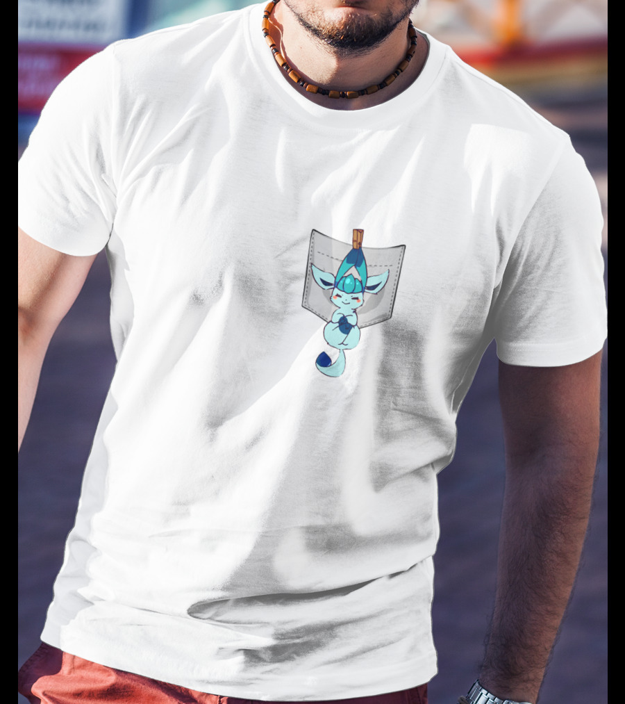 Glaceon Pokemon Pocket Cute Ice Type Creature Playful T-Shirt