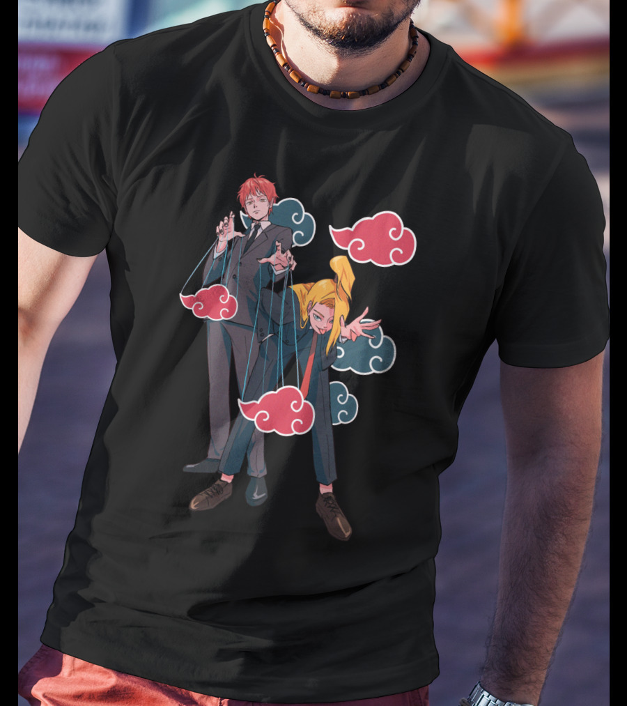 Deidara Sasori Akatsuki Puppet Masters With Clouds T-Shirt