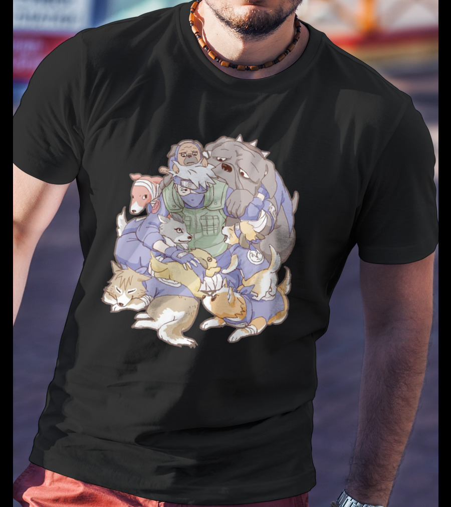 Kakashi Hatake Surrounded By Pack Of Ninken Dogs T-Shirt