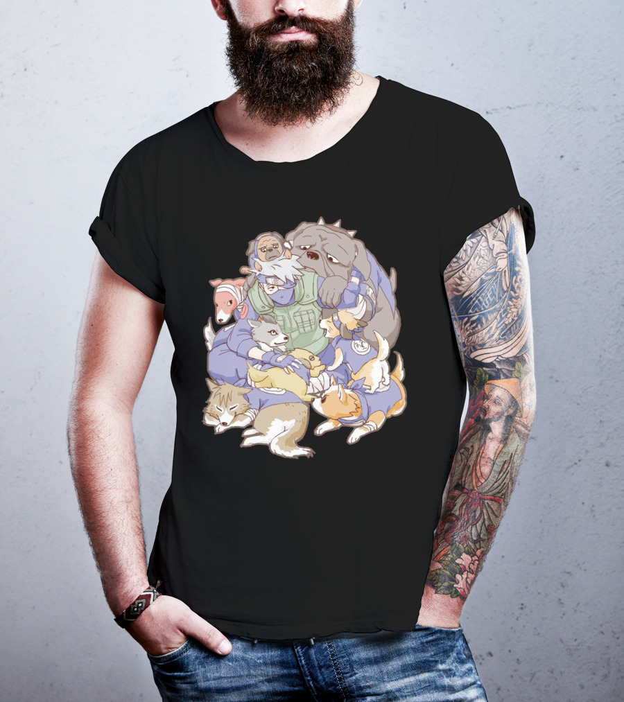 Kakashi Hatake Surrounded By Pack Of Ninken Dogs T-Shirt