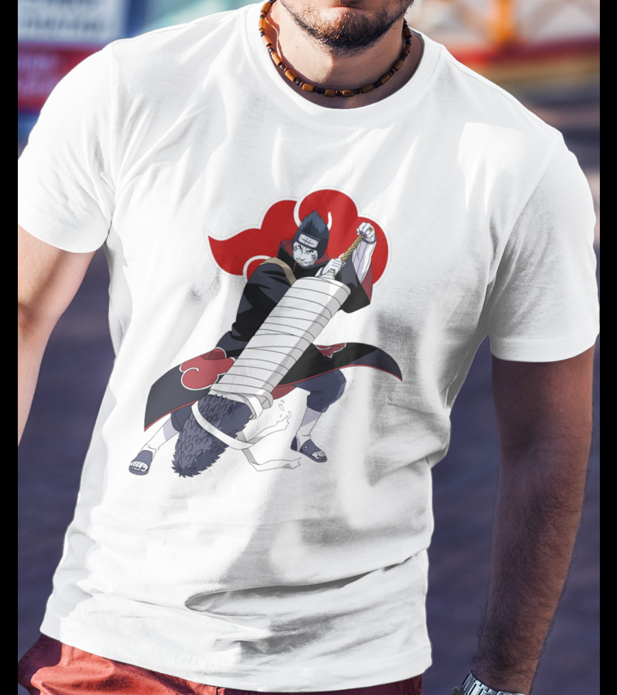 Kisame Hoshigaki Akatsuki Member Wielding Samehada With Red Cloud T-Shirt