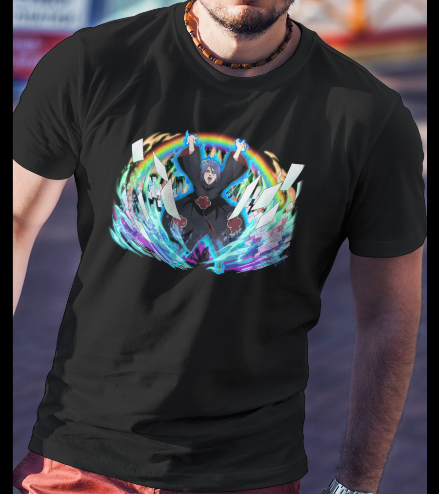 Konan Akatsuki Paper Jutsu Rainbow Energy Burst T-Shirt