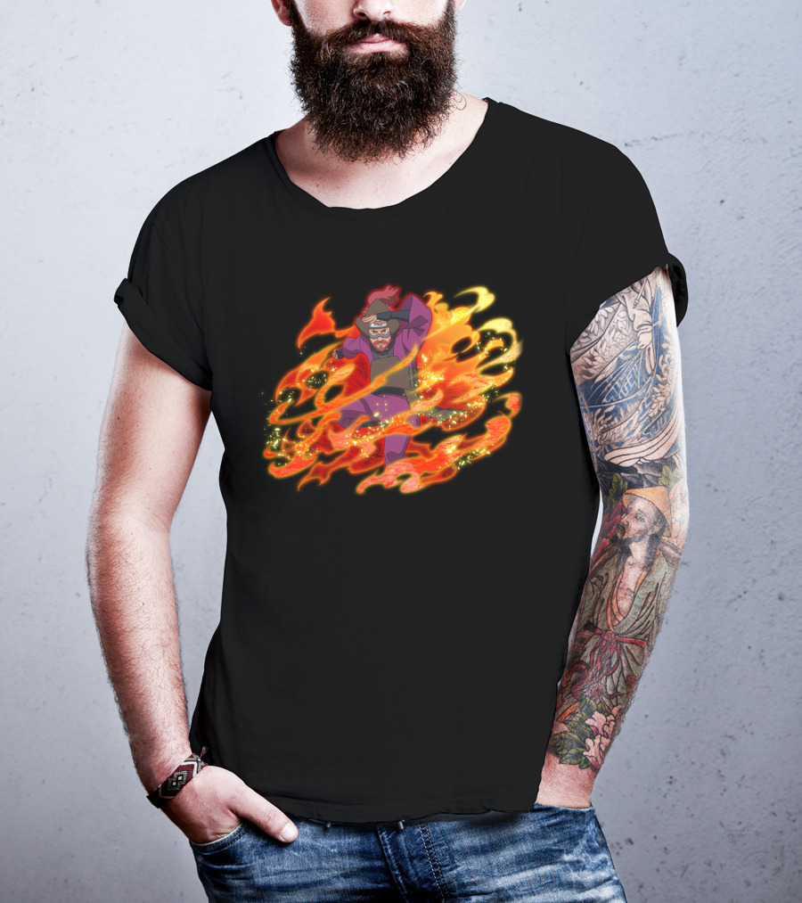 Roshi Fire Aura Anime Character Red And Purple T-Shirt
