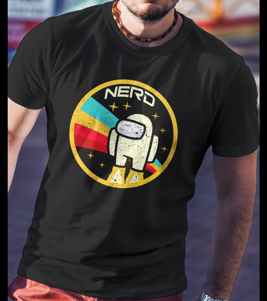 Nerd Among Us Impostors Retro Astronaut Stars T-Shirt
