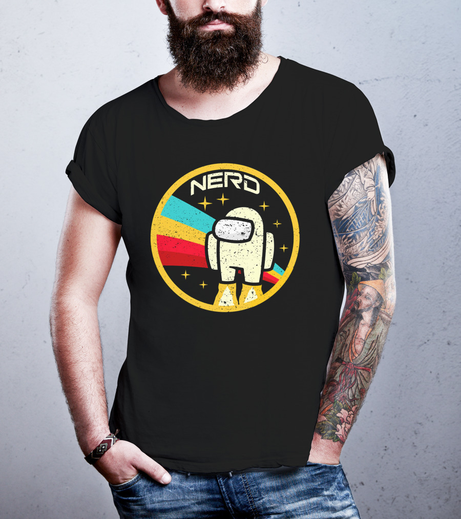 Nerd Among Us Impostors Retro Astronaut Stars T-Shirt