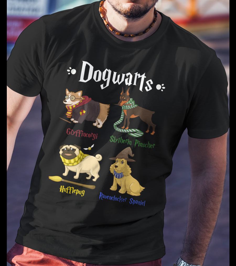 Dogwarts Gryffincorgi Slytherin Pinscher Hufflepug Ravenclawker Spaniel T-Shirt