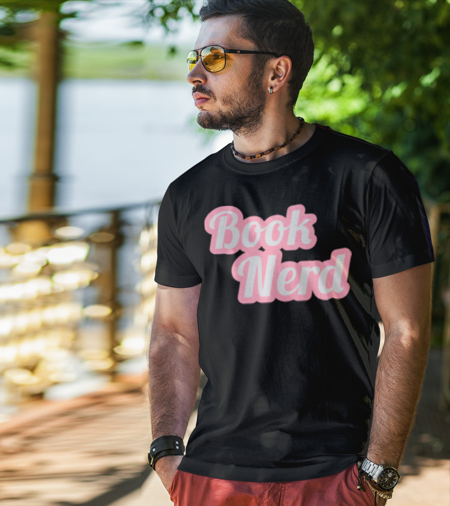 Book Nerd Back To School Style Pink Bubble Letters T-Shirt