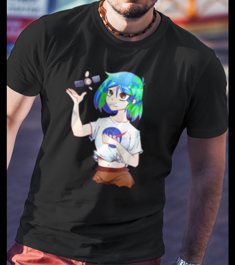 Nasa Back To School Anime Character Featuring Earth Girl And Satellite T-Shirt