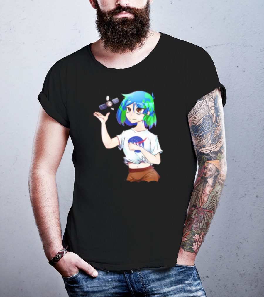Nasa Back To School Anime Character Featuring Earth Girl And Satellite T-Shirt