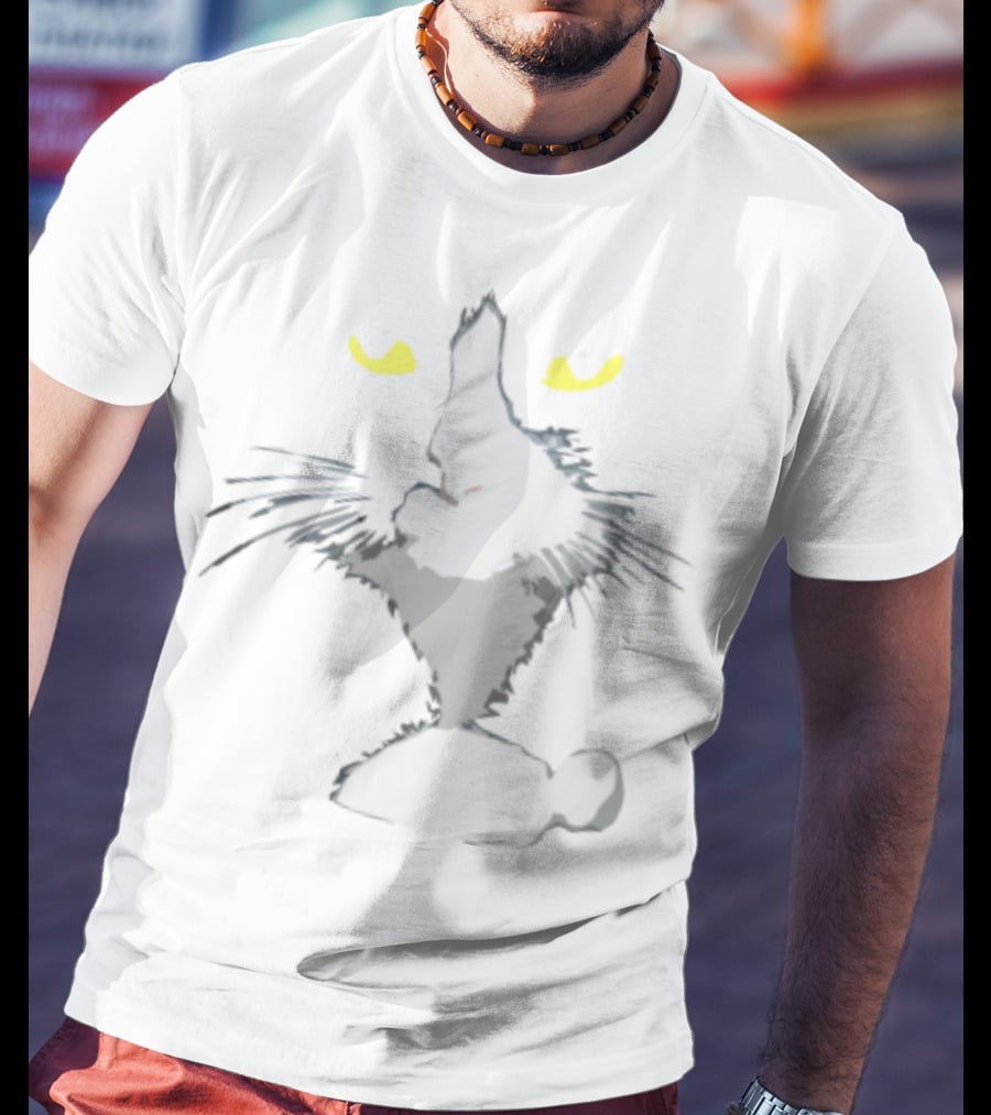 Intriguing Kitty Cats Illustration With Expressive Whiskers And Bright Eyes T-Shirt