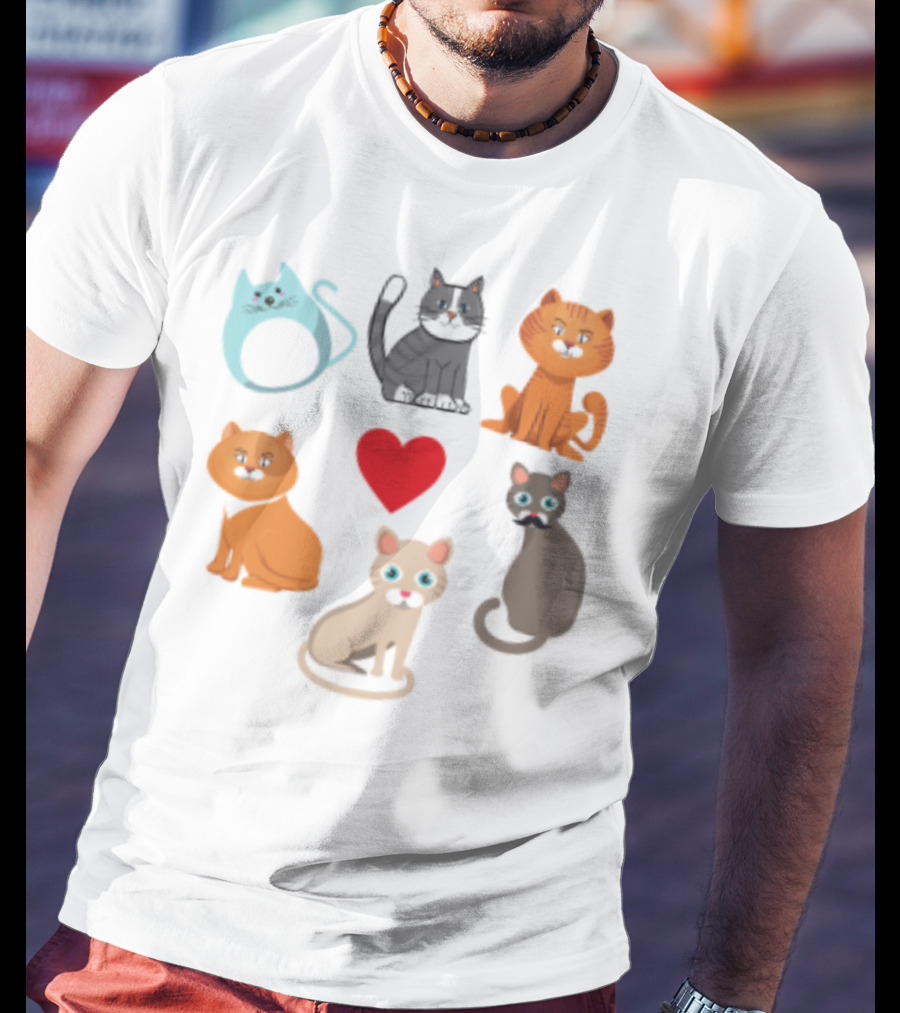 Nice Kitty Love Adorable Cats And Heart T-Shirt