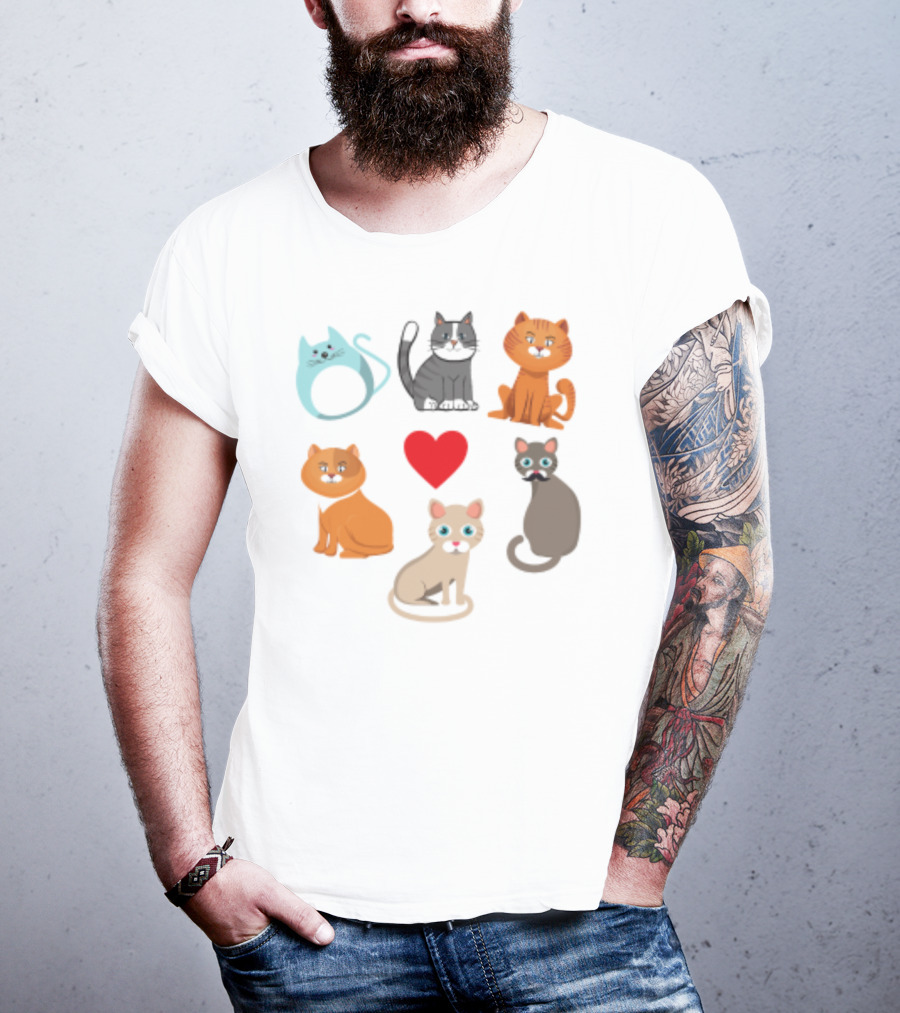 Nice Kitty Love Adorable Cats And Heart T-Shirt