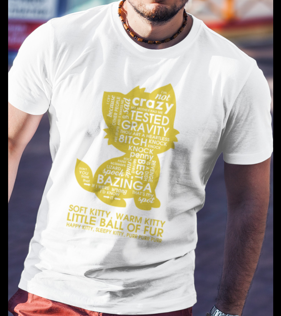 Soft Kitty, Warm Kitty, Crazy Kitty, Tested Gravity, Bazinga Little Ball Of Fur T-Shirt