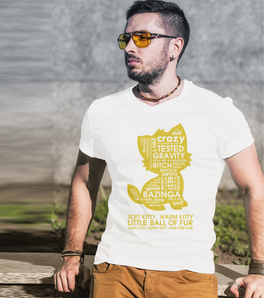 Soft Kitty, Warm Kitty, Crazy Kitty, Tested Gravity, Bazinga Little Ball Of Fur T-Shirt