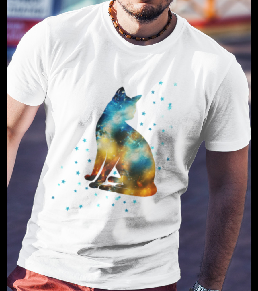 Galaxy Kitty Celestial Cat With Cosmic Stars T-Shirt