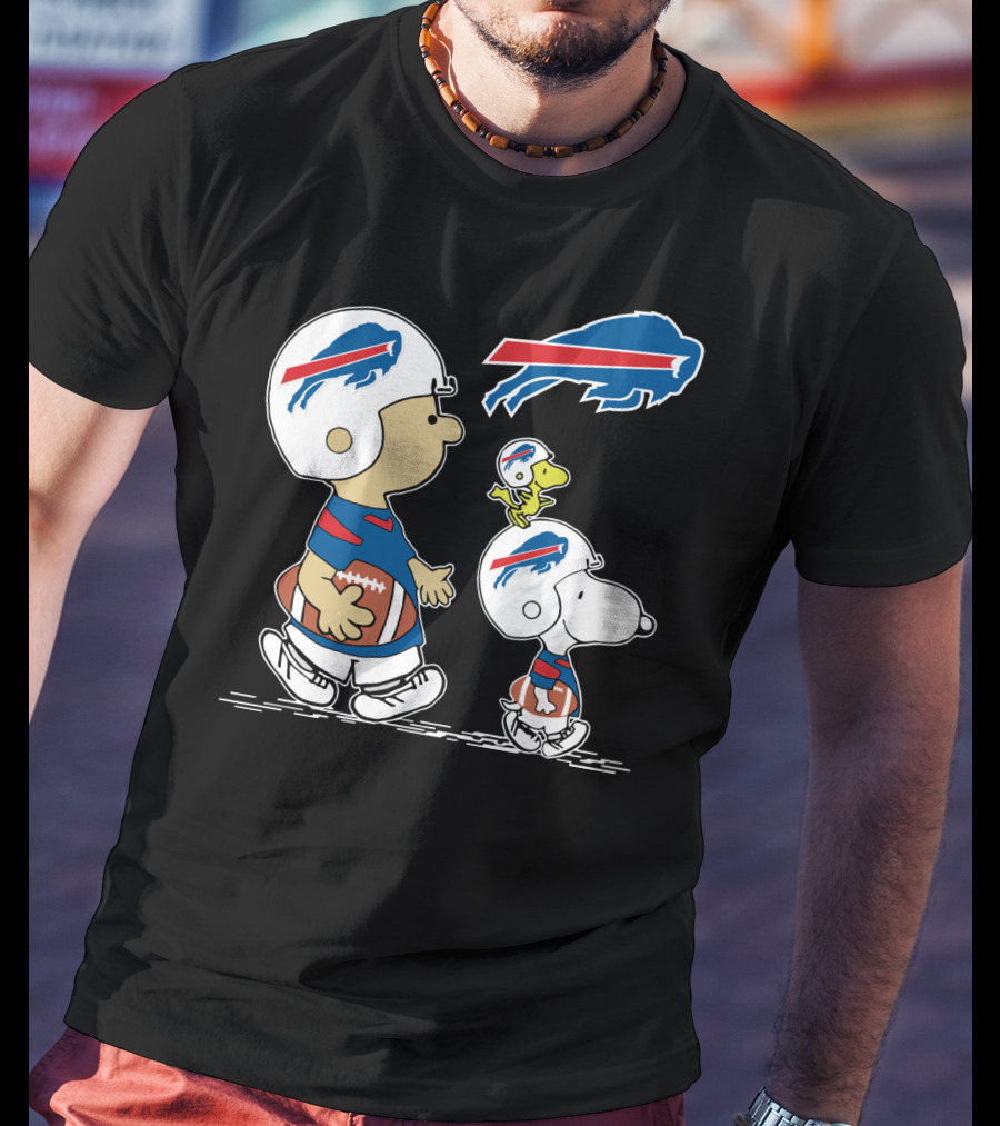 Buffalo Bills Christmas Peanuts Characters Football Helmets T-Shirt
