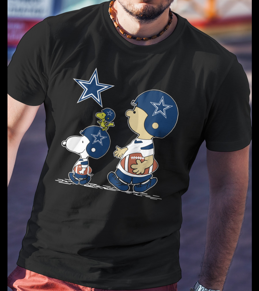 Dallas Cowboys Christmas Peanuts Cute Football Characters T-Shirt
