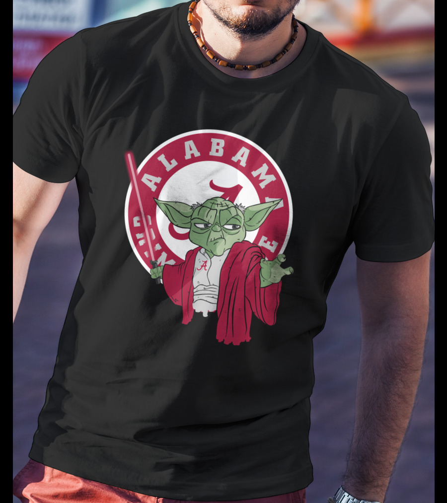 Alabama Crimson Tide Yoda With Lightsaber T-Shirt