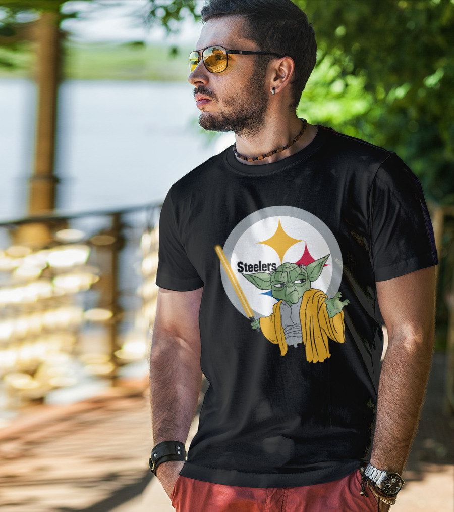 Steelers Yoda Star Wars Crossover With Lightsaber T-Shirt