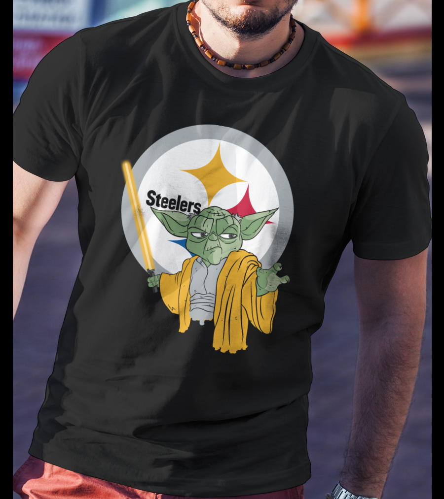 Steelers Yoda Star Wars Crossover With Lightsaber T-Shirt
