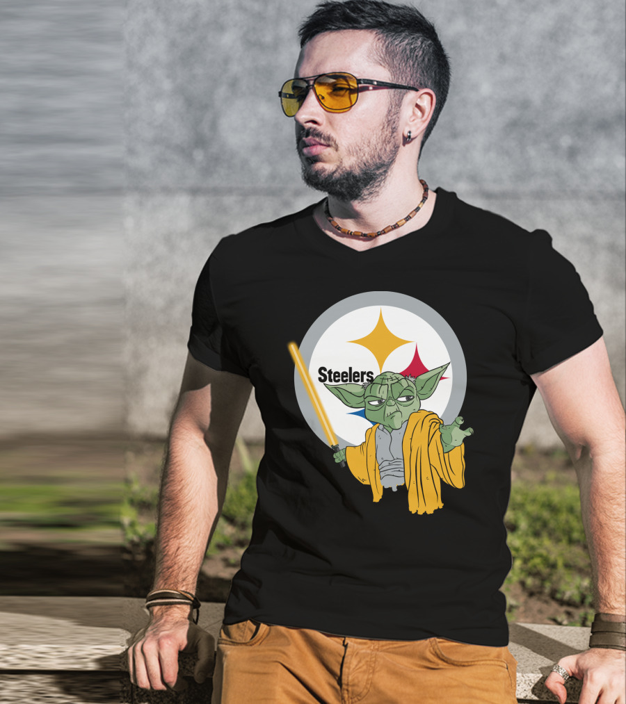 Steelers Yoda Star Wars Crossover With Lightsaber T-Shirt