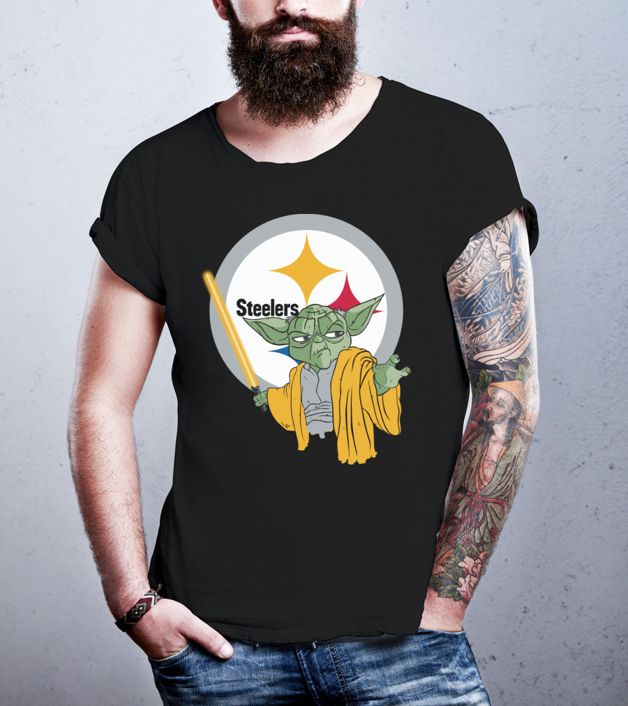 Steelers Yoda Star Wars Crossover With Lightsaber T-Shirt