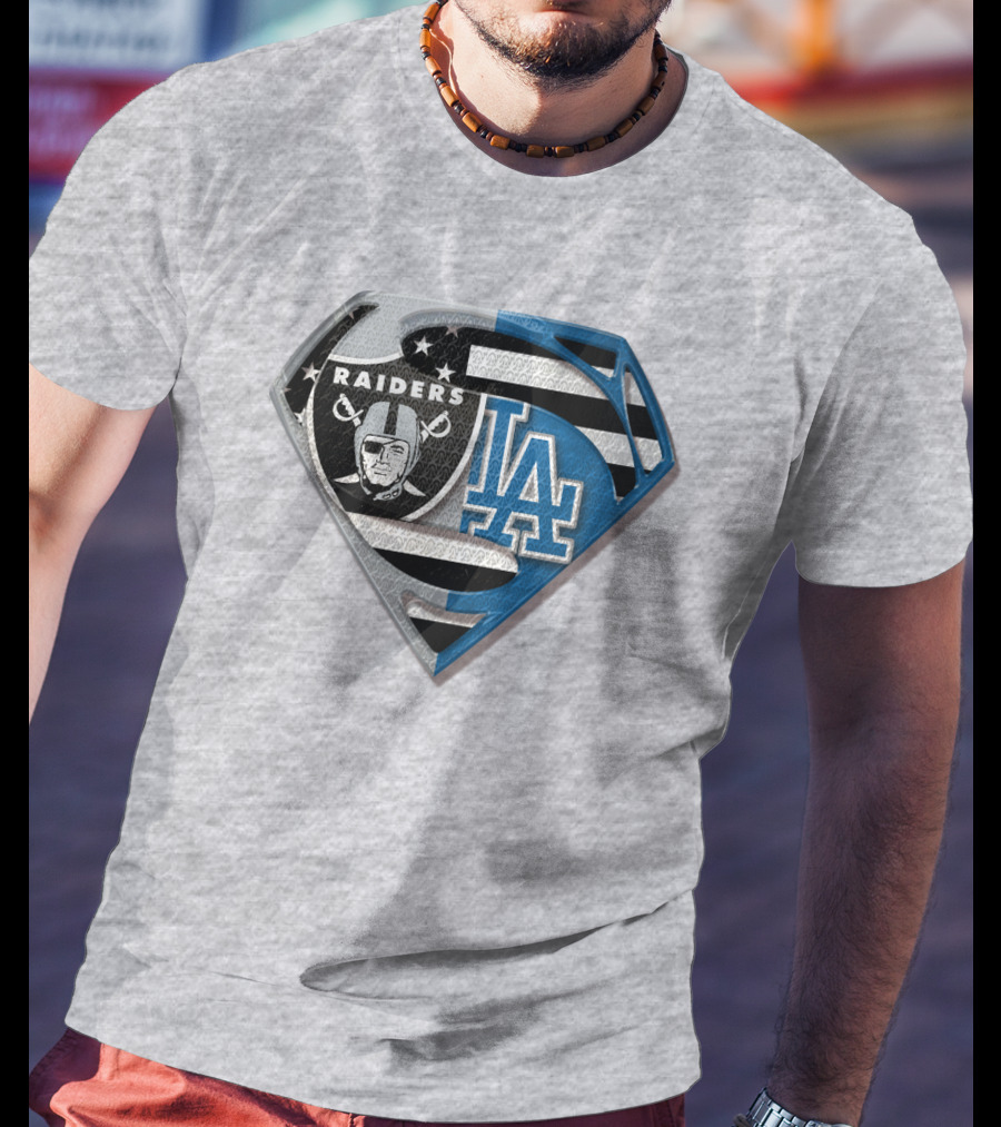 Raiders La Logo Crossover Superman Shield T-Shirt