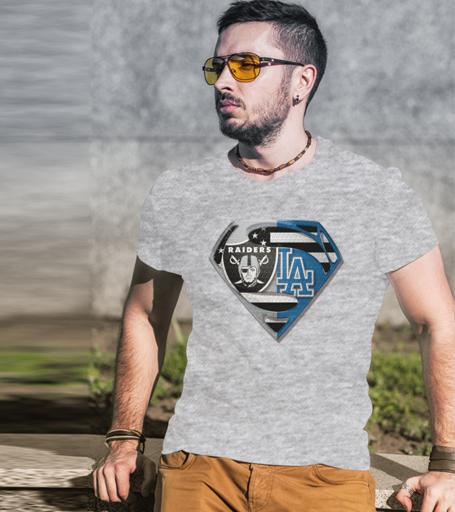 Raiders La Logo Crossover Superman Shield T-Shirt