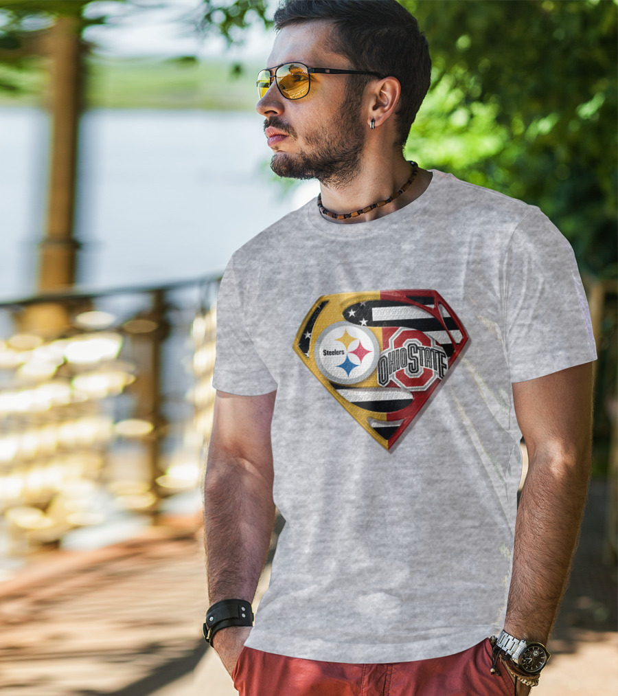 Steelers Ohio State Super Logo Steelers-Bucks Fan Gear T-Shirt